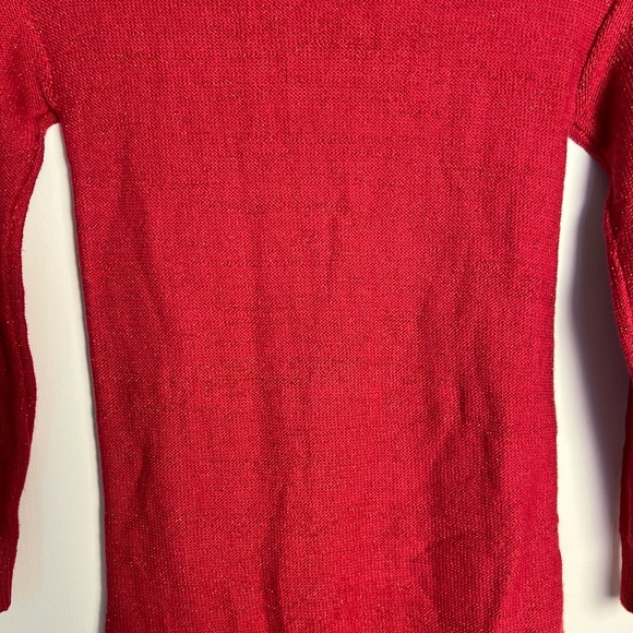Childrens Place Kids Girls Red Dress Ribbed Knit Metallic Festive Winter 10/12 - Picture 12 of 14